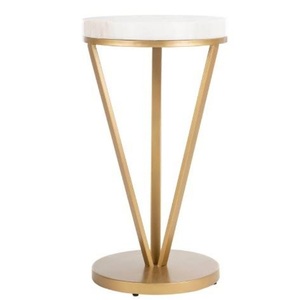 โต๊ะข้างโต๊ะกาแฟสำเร็จรูปนิกเกิลโต๊ะกลางพร้อมหินอ่อน - Product Image 2