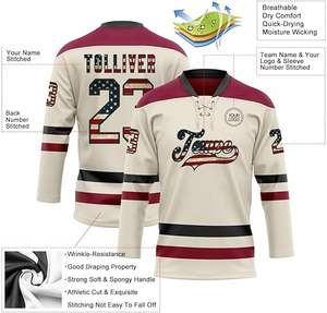 Maillot de hockey sur glace uniforme d'équipe classique à manches longues en polyester doux, léger mais durable, assurant - Product Image 3