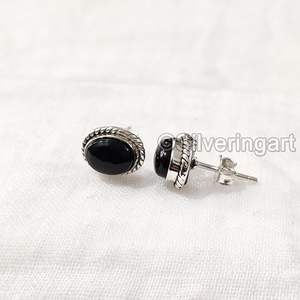Pendientes de Plata de Ley 925 con Obsidiana Negra Natural, Joyería Hecha a Mano, Regalo de San Valentín o Navidad - Product Image 3