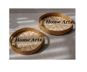 Ensemble de 4 plateaux de service en bois faits à la main, différentes tailles et formes, plateau de service pour le thé et le café par Home Arts - Product Image 4