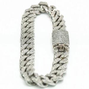 Moissanite VS1 Plaqué Rhodium Or Blanc Bracelet à Maillons Cubains Diamant Taille Bijoux de Mariage Hip Hop Unisexe Argent Sterling 925 - Product Image 1