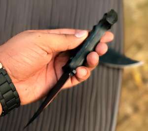 Couteau à dépecer artisanal personnalisé, lame en acier D2 avec revêtement en poudre noire, couteau de chasse, manche en micarta, étui en cuir, cadeau idéal - Product Image 4