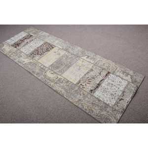 Alfombra de 2,7x7,4 pies, Alfombra Turca Vintage, Alfombra de Lana con Diseño de Plantas y Árboles Marrones - Product Image 4