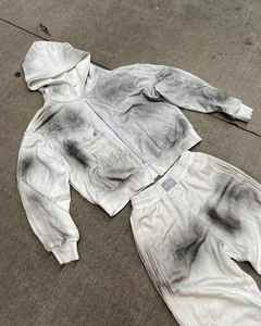 Ensemble de survêtement unisexe vintage délavé à l'acide pour la maternité |   Sweat à capuche épais en coton et pantalon de survêtement évasé avec un motif de croquis à la main - Product Image 5