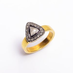 Natural Diamond <b>925</b> <b>Silver</b> <b>Ring</b> with Victorian Design for Engagement Wedding Anniversary Party or Gift - Product Image 1