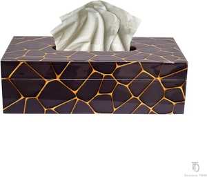 Caja de pañuelos de madera multicolor y servilletero Accesorios de mesa de resina con patrón floral para hoteles a precio económico - Product Image 1