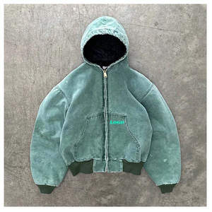 เสื้อฮู้ดยีนส์ฟอกสีสไตล์วินเทจทรงโอเวอร์ไซส์ แบรนด์ Kivotech สำหรับผู้ชายและผู้หญิง สตรีทแวร์ แขนเสื้อแบบดรอปโชว์เดอร์ - Product Image 2