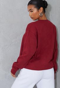 Solid <b>Red</b> Color New Sweat Shirt Cotton High Quality <b>Women's</b> Clothing Non Hood Oversize Sweat Shirts - Product Image 2