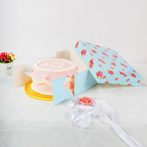 Caja de embalaje de pastel escalonada alta transparente con asa Nueva llegada Caja de pastel corrugado al por mayor - Product Image 4