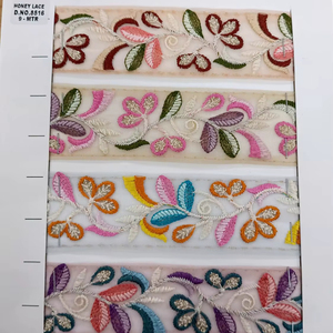 Lujoso adorno de encaje de tul bordado Floral colorido para moda nupcial y decoración del hogar diseños intrincados - Product Image 1