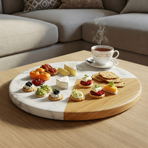 Plato de servicio de mármol y madera de lujo, proveedor al por mayor, tablas de charcutería grabadas personalizadas, bandejas de boda ecológicas - Product Image 5