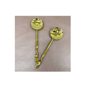 Ensemble de couverts uniques en or brillant Serveur à salade poli en acier inoxydable Poignée design à extrémité torsadée Serveurs à salade décoratifs en métal - Product Image 1