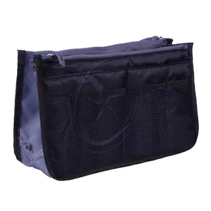 मेकअप टॉयलेटरीज़ स्टोरेज बैग बड़े नायलॉन ट्रैवल किट महिलाओं के लिए इन्सर्ट टोट कॉस्मेटिक बैग डबल जिपर ऑर्गनाइज़र ब्यूटी बैग