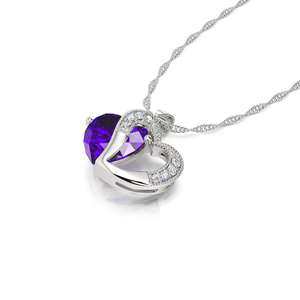 Collar con Colgante de Plata de Ley con Corte de Corazón Jeulia, con Diamante y Circonita en Oro Rosa - Product Image 3