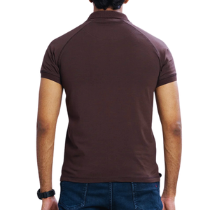 เสื้อโปโลผ้าปิเก้สีน้ำตาลเข้มใส่สบายสำหรับผู้ชายถักอย่างมีสไตล์สำหรับทุกโอกาส - Product Image 2