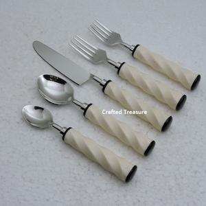 Trending Design New Stainless Steel <b>Flatware</b> <b>Set</b> with Epoxy Resin and Wood Handle Competitive Price Five Piece Cutlery <b>Set</b> - Product Image 4