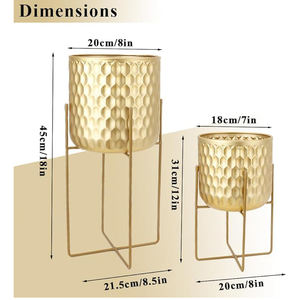 Pot de fleurs en métal de collection vintage, design diamant, finition dorée, support de pot de fleurs artificiel, utilisation au sol, décoration de la maison, bureau - Product Image 6