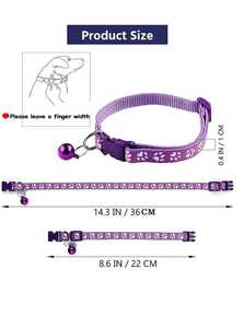 ปลอกคอสุนัขไนล่อนปรับได้หลายสีพิมพ์ลายอุ้งเท้าปรับได้สายรัดปลอกคอสุนัขสุนัขพร้อมพิมพ์กระดิ่ง - Product Image 4