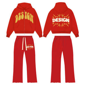 Survêtement zippé de haute qualité Combinaison de sport avec sérigraphie personnalisée Ensemble baggy deux pièces pour hommes - Product Image 3