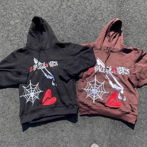 Sweats à capuche hommes sweat à capuche marron graphique coeur imprimé pull Streetwear Edgy sweat à capuche décontracté urbain déclaration haut OEM Service - Product Image 4
