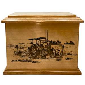โกศใส่ศพไม้รถแทรกเตอร์สำหรับฟาร์มเผาศพพร้อมแกะสลักรูปเถ้ากระดูกของชาวนารถแทรคเตอร์ส่วนตัว - Product Image 3