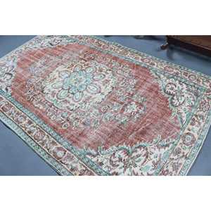 Tapis turc, grand tapis de 5,5 x 8,6 pieds, tapis vintage en laine marocaine rouge - Product Image 4