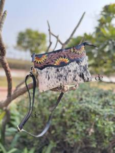 Sac à main en cuir de vachette, cuir sculpté à la main, sac bandoulière, style bohème gypsy, fait main, style western, sacs multi-usages - Product Image 5