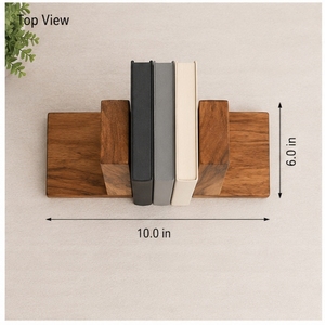 Wooden Bookends Rustic Rectangle Design Eco-friendly 100% Natural Wood Durable Home Decor for Bedroom Tabletop Display - Product Image 3