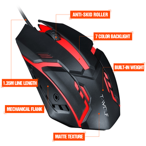 Ratón Óptico para Juegos T-Wolf con Cable USB 2.0, Retroiluminación LED, Alta Sensibilidad para Computadora Portátil, PC de Escritorio y Juegos - Product Image 5