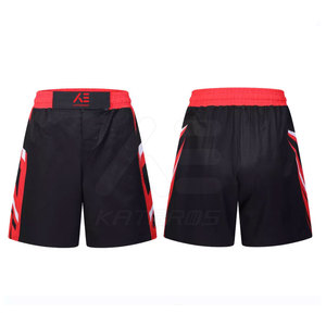 KATROS <b>Men</b> Mixed Martial Arts Shorts Black Red Quick Dry Polyester Boxing <b>Trunks</b> Regular Fit Adult Sports Wear - Product Image 1