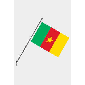 Mástil telescópico de 3x5 pies para bandera de Camerún, montado en pared, de aluminio y poliéster con impresión digital, para banderas de agencias de viajes y seguros - Product Image 1
