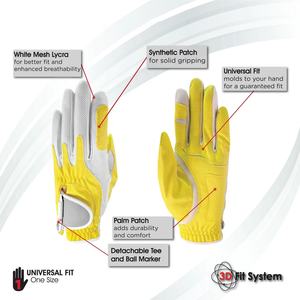 Alta calidad antideslizante gran sensación flexibilidad durabilidad transpirable deportes al aire libre blanco y amarillo Color Cabretta GUANTES DE Golf - Product Image 3