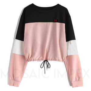 Mosaic Impex alta calidad logotipo personalizado mangas holgadas mujeres sudaderas cuello redondo bordado señoras ropa Casual sudaderas - Product Image 2