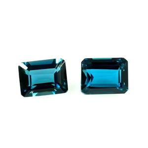 Topacio azul Londres Natural de calidad AAA 14x12 MM piedra preciosa suelta de corte esmeralda Octágono para fabricación de joyas de piedra azul - Product Image 2