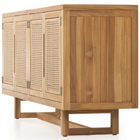 Buffet d'extérieur 72 en bois de teck et canne tissée
