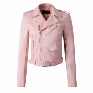 Chaqueta de cuero con cremallera delgada Retro americana para mujer, cortavientos de cuero Punk para motocicleta, prendas de vestir de cuero Pu ajustadas con solapa para mujer - Product Image 5