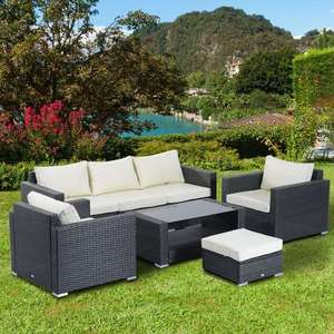 DL Furniture Juego de sofá Seccional de mimbre para patio, juego de conversación al aire libre, muebles de mimbre para todo clima con Cushipn - Product Image 2