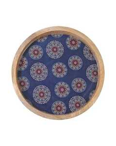 Bandejas decorativas de madera para servir Bandeja de cuero de almacenamiento Bandeja de cuero de rayas italianas - Product Image 3