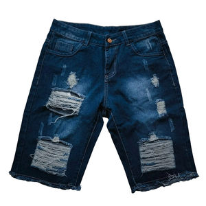 Streetwear d'été vintage personnalisé Shorts pour hommes Baggy Jorts en détresse Jeans à la mode délavé foncé en denim 100% coton - Product Image 6