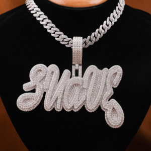 Lettre SUAVE personnalisée Moissanite pendentif en diamant or massif 14KT pendentif personnalisé de style Hip Hop entièrement glacé pour hommes - Product Image 2
