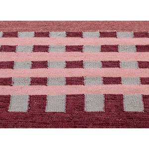 พรมลายเรขาคณิตสีแดงและสีส้ม ทอแบบแบน ทำจากขนสัตว์และใยวิสโคส รุ่น Adwv-13068 สำหรับใช้ในบ้าน - Product Image 3