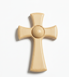 Croix chrétienne murale en bois massif de qualité supérieure, fabriquée à la main, polie, écologique, décoration religieuse pour la maison - Product Image 1