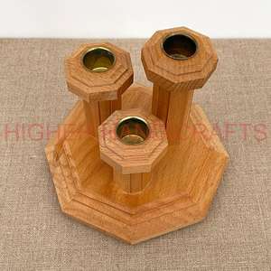 Candelabro de Madera Sólida de Tres Velas, Diseño Rústico, Hecho a Mano, Tamaño Personalizado, Directo de Fábrica, Premium, para Navidad - Product Image 6