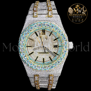 Montre automatique de luxe pour homme avec diamants, 42 mm, en acier inoxydable, cadran analogique serti de diamants, verre saphir, fermoir déployant - Product Image 2