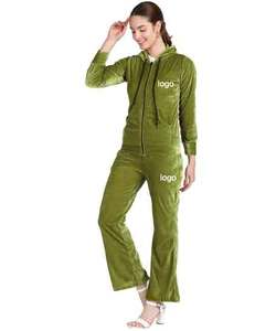 Chándal de terciopelo para mujer Verde Mujer Tallas grandes Joggers Pantalones Cremallera Conjunto Chándales de terciopelo Conjuntos Color verde Mujer - Product Image 5