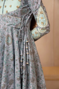 Dhoop Chaav Mala Cotton Angrakha Set with Cotton Dupatta Elegant Angrakha <b>Kurta</b> Set for <b>Women</b> Festive Party Wedding Ethnic Wear - Product Image 5