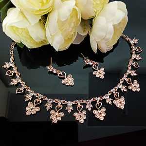 Indian Fashion Jewelry CZ Crystal Rhinestone Gold Plated Floral Wedding Necklace Set Dangle <b>Earrings</b> Jewellery for Women - Product Image 2