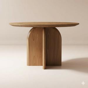 Table d'appoint ronde minimaliste en métal et bois, couleur naturelle, adaptée à la maison, au salon, au couloir, à l'entrée, décorative - Product Image 6