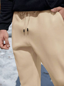 <b>Men</b> Regular Fit Elastic Waist Straight Leg Long Pant With Pocket Lightweight Breathable Outdoor <b>Work</b> Trousers - Product Image 4