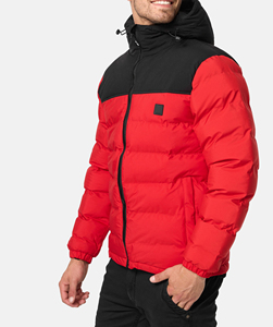 Warm up Red black color Waterproof Thick <b>Padded</b> High Quality Outdoor Sports Quilted <b>Hooded</b> Bubble Down Men Winter Puffer <b>Jacket</b> - Product Image 4